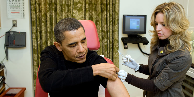 Picture of President Barack Obama getting a Vaccination