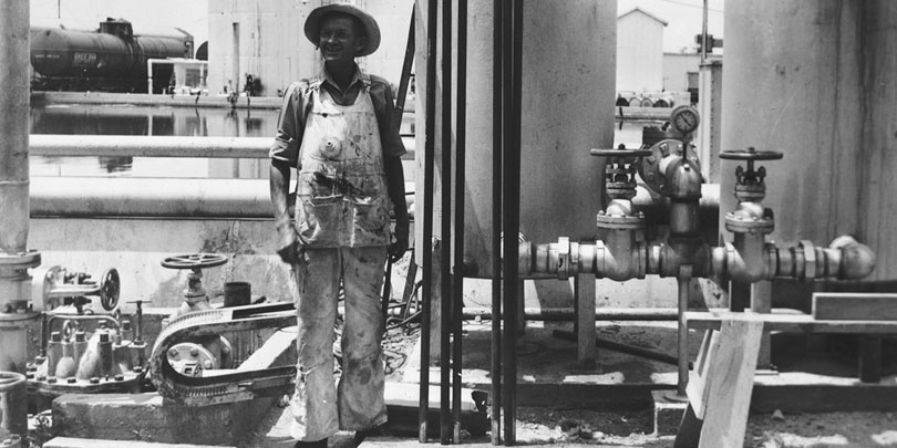 Picture of a Worker Installing Marine Steam  Boilers